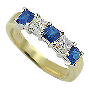 18K Two Tone 1.10cttw Diamond & Sapphire Ring