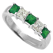 18K White Gold 1.10cttw Diamond & Emerald Ring