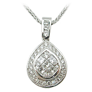 18K White Gold 1.10cttw Diamond Pendant