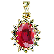 18K Yellow Gold 2.50cttw Ruby & Diamond Pendant