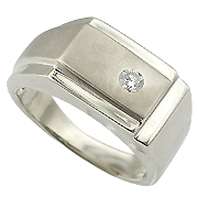 14K White Gold 0.10ct Diamond Men's Ring