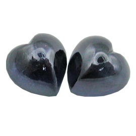 6.79 cttw Pair of Heart Shaped Cabochon Sapphires : Midnight Blue