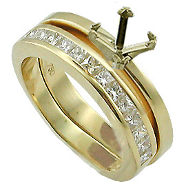 18K Yellow Gold Wedding Band Set : 0.60 cttw Diamonds