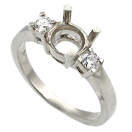 18K White Gold Three Stone Setting : 0.20 cttw Diamonds