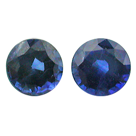 1.10 cttw Royal Blue Pair of Round Natural Sapphires