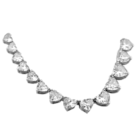 18K White Gold Multi Heart-Shape Diamond Necklace : 16.00 cttw Diamonds