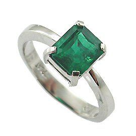 18K White Gold Solitaire Ring : 1.00 ct Emerald