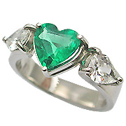 18K White Gold 1.50cttw Emerald & Diamond Ring