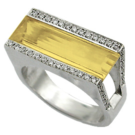 18K White Gold Multi Stone Ring : 5.25 cttw Citrine & Diamonds