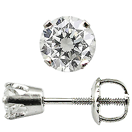 14K White Gold Crown Stud Earrings : 0.66 cttw Diamonds