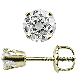 14K Yellow Gold Crown Style Stud Earrings : 2/3 cttw Diamonds
