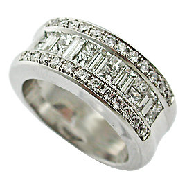 18K White Gold Band : 1.24 cttw Diamonds