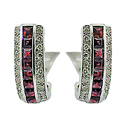 18K White Gold 2.09cttw Ruby & Diamond Earrings