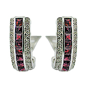 18K White Gold 2.09cttw Ruby & Diamond Earrings