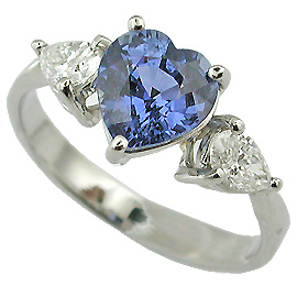 18K White Gold Three Stone Ring : 1.50 cttw Sapphire & Diamonds