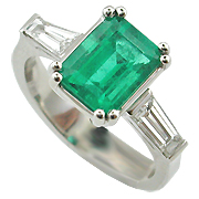 18K White Gold 1.50cttw Emerald & Diamond Ring