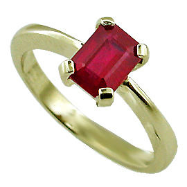 18K Yellow Gold Solitaire Ring : 1.00 ct Ruby