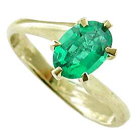 18K Yellow Gold Solitaire Ring : 1.00 ct Emerald