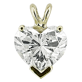 14K Yellow Gold Solitaire Pendant : 1.00 ct. Heart Shape Diamond