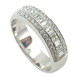 18K White Gold Band : 0.74 cttw Diamonds