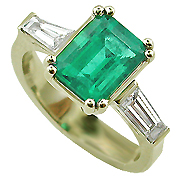 18K Yellow Gold 1.50cttw Emerald & Diamond Ring
