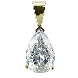 14K Yellow Gold Solitaire Pendant : 0.25 ct. Pear Shape Diamond