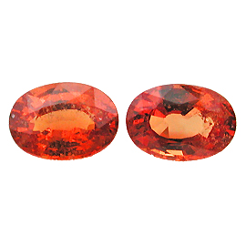 2.23 cttw Deep Rich Orange Pair of Oval Natural Sapphires