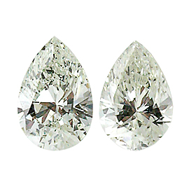 1.08 cttw Pair of Pear Shape Natural Diamonds : I / SI1