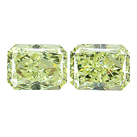 4.02 cttw Pair of Radiant Diamonds : Fancy Light Yellow / VS1