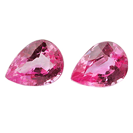 1.65 cttw Pair of Pear Shape Sapphires : Deep Rich Pink