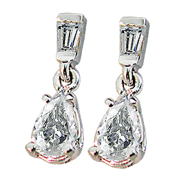 18K White Gold Drop Earrings : 1.25 cttw Diamonds