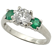 18K White Gold 1.00cttw Diamond & Emerald Ring