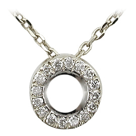 14K White Gold Drop Pendant : 0.08 cttw Diamonds