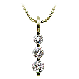 18K Yellow Gold Three Stone Pendant : 1.00 cttw Diamonds