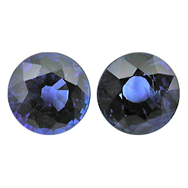 2.03 cttw Pair of Round Sapphires : Royal Blue