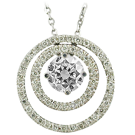 14K White Gold Drop Pendant : 0.77 cttw Diamonds