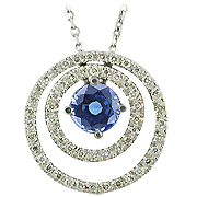 14K White Gold 0.77cttw Sapphire & Diamond Pendant