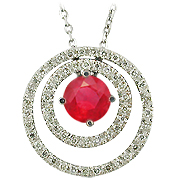 14K White Gold 0.77cttw Ruby & Diamond Pendant