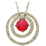 14K Yellow Gold 0.77cttw Ruby & Diamond Pendant