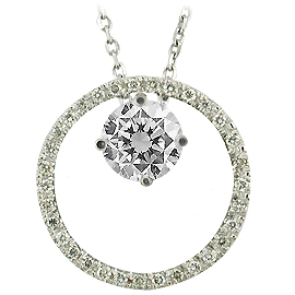 14K White Gold Drop Pendant : 0.66 cttw Diamonds