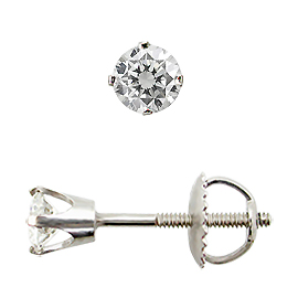 14K White Gold Stud Earrings : 0.20 cttw Diamonds