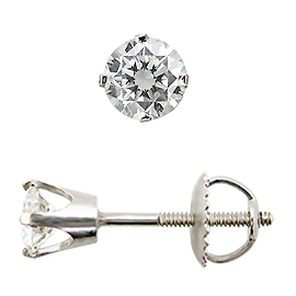 14K White Gold Stud Earrings : 0.33 cttw Diamonds