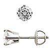 Crown Style Round Diamond G-H/I-1 Stud Earrings, 4 Prongs - 14K White Gold