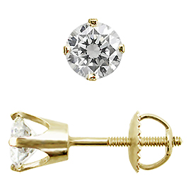 14K Yellow Gold Stud Earrings : 0.70 cttw Diamonds