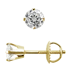 14K Yellow Gold Stud Earrings : 0.33 cttw Diamonds
