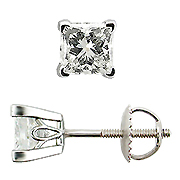 18K White Gold Scrollwork 3/4cttw Diamond Stud Earrings