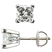 18K White Gold Scrollwork 1.50cttw Diamond Stud Earrings