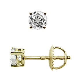 14K Yellow Gold Basket Style Stud Earrings : 0.20 cttw Diamonds