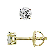 18K Yellow Gold Basket Style 1/4cttw Diamond Stud  Earrings