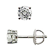 Basket Style Round Diamond G-H/SI Stud Earrings, 4 Prongs - 18K White Gold